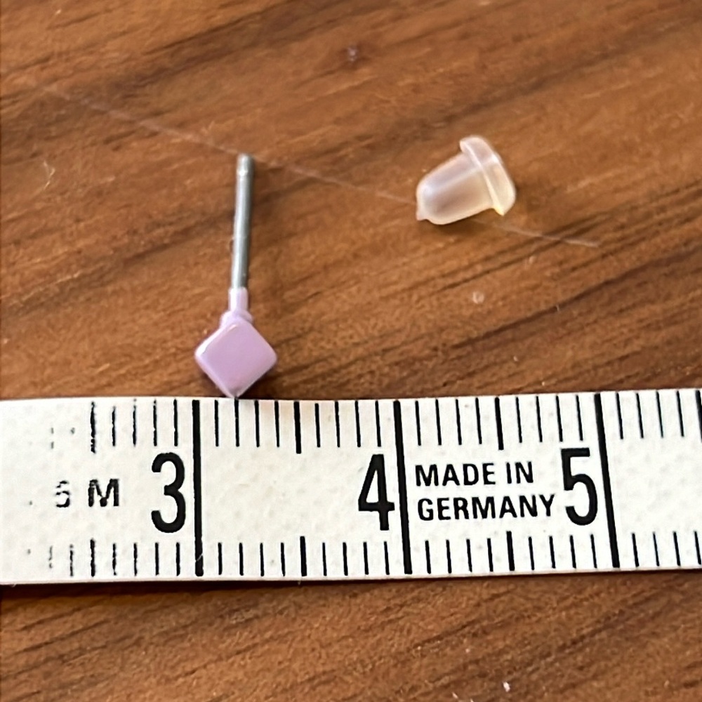 Tiny Lavender Cube Earring 3mm